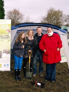 Harriet, Katy, Paul, and Nikki with Abbie's tree planted - Abbies Fund Memory Boxes